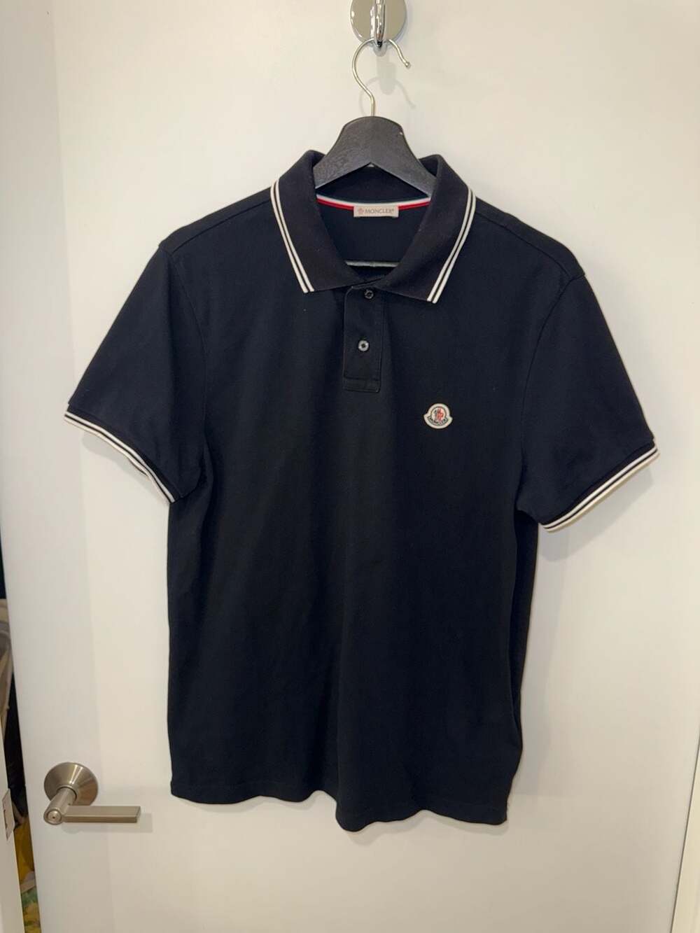 Moncler Maglia Polo Manica Corta Navy Tipped Piqué Polo